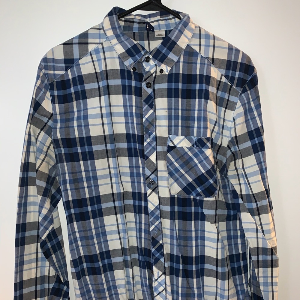 Blue and White Button Up
